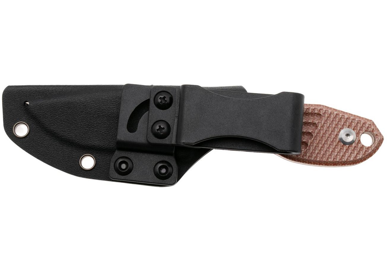 Tenable Knives Tiny Dancer G014A5 Stonewashed D2, Brown Micarta, vaststaand mes, Jonathan Styles design