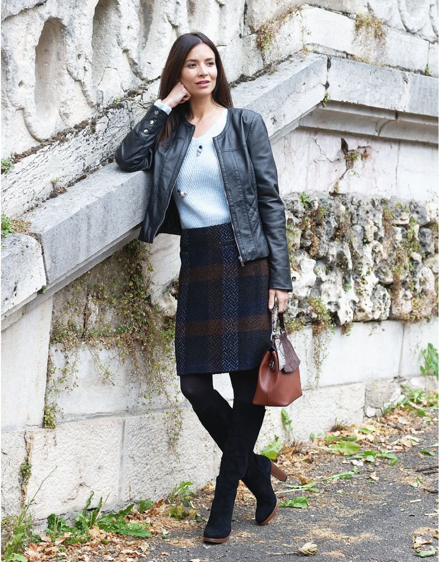 Jupe bleue mélange laine