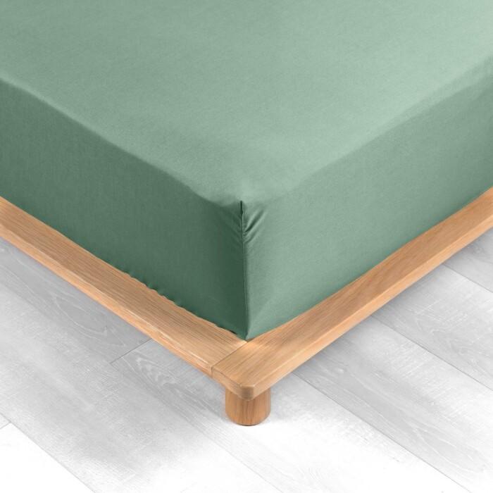 DRAP HOUSSE 160X200CM PERCALE UNI 78 FILS TILLEUL
