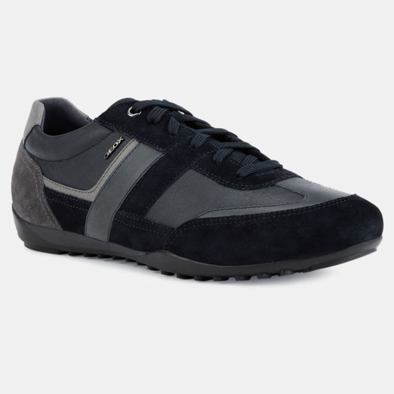 Geox Baskets en Cuir Wells bleu/gris
