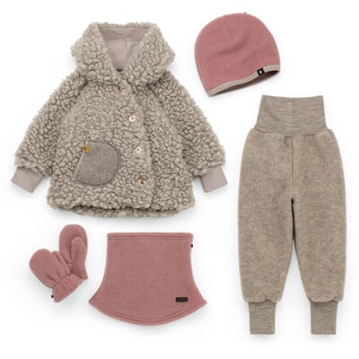 Kinder-Schlupfhose Schurwollfleece, Braunmelange