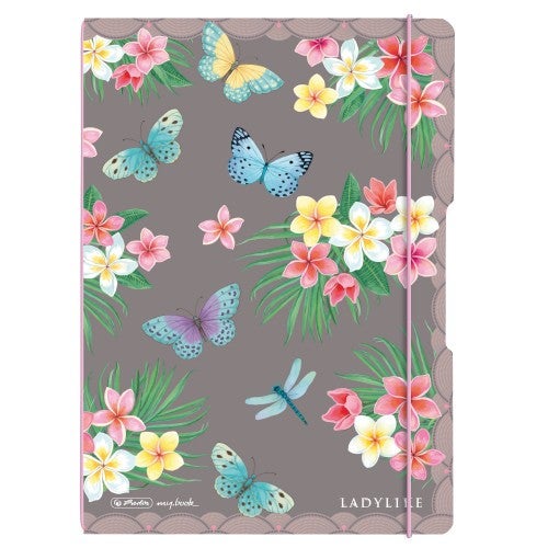 Herlitz flex A4 notitieboek, 40 vel geruit + 40 vel gelinieerd, Ladylike Butterflies, geperforeerd mybook