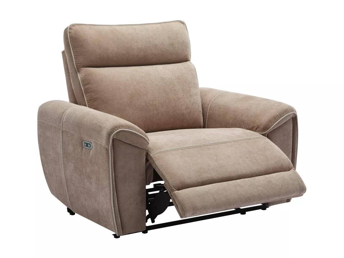 Fauteuil relax électrique en tissu taupe DJARALO