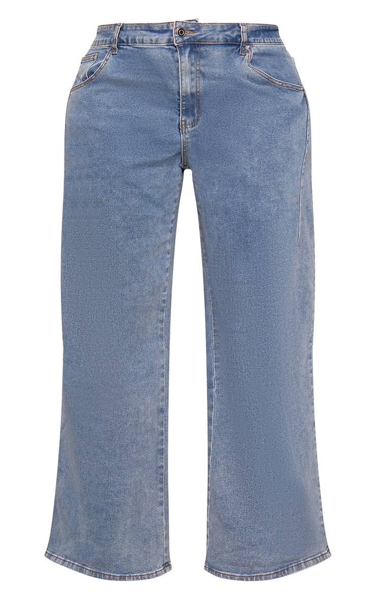 Mid Blue Wash Jean Grande Taille À Taille Ajustable
