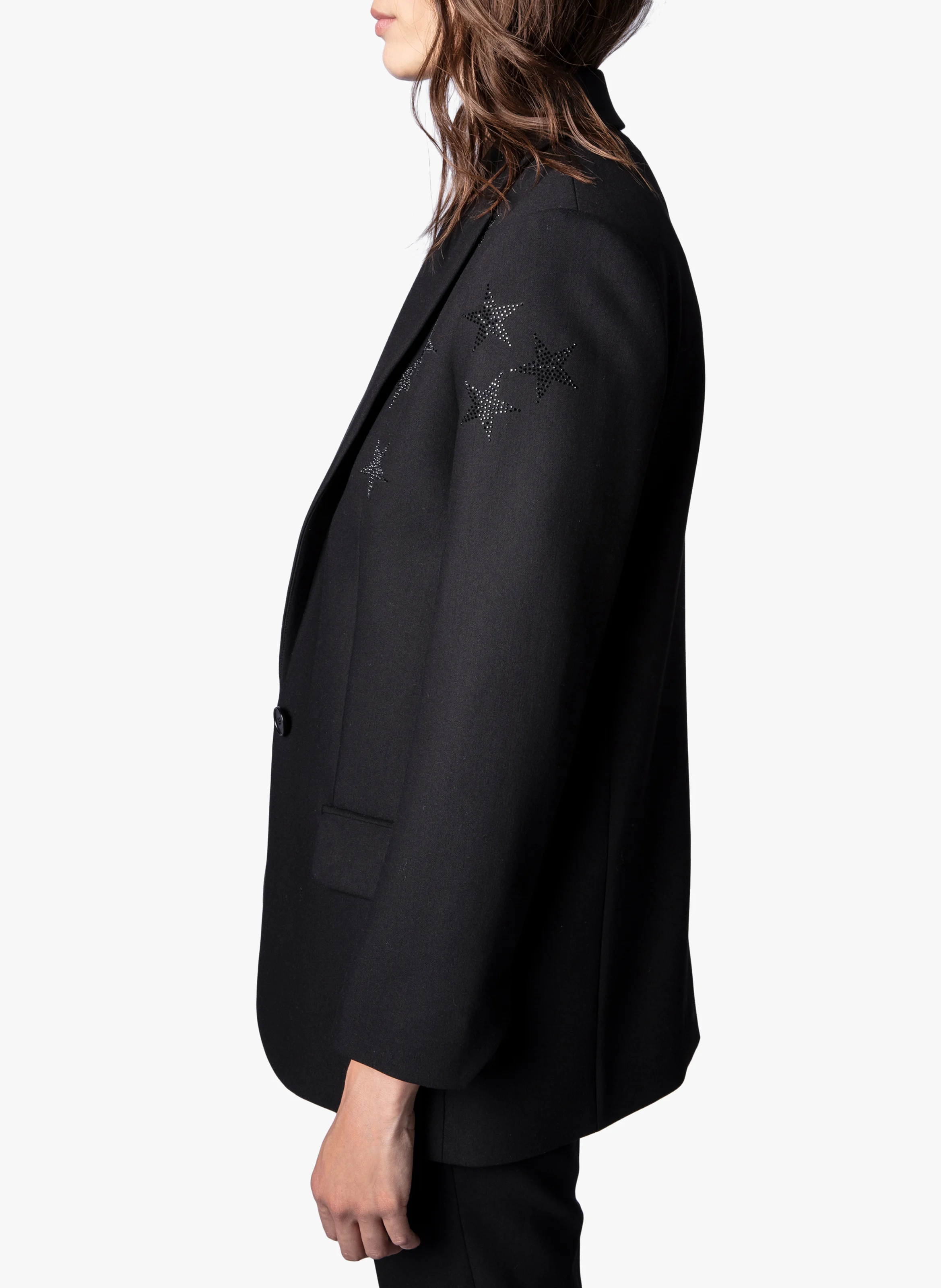 VIVA - Veste col tailleur avec étoiles strass | Noir