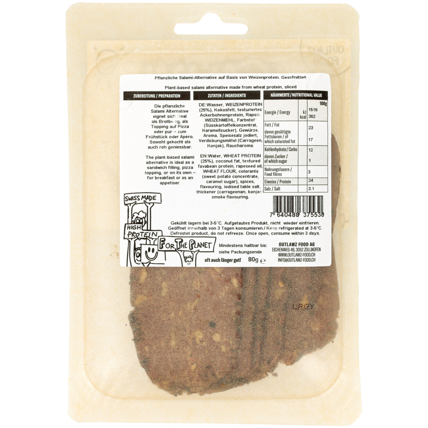 Outlawz Food pflanzliche Alternative zu Salami -