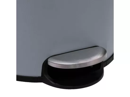 Poubelle 30 Litres en Métal Gris et Couvercle en Bambou