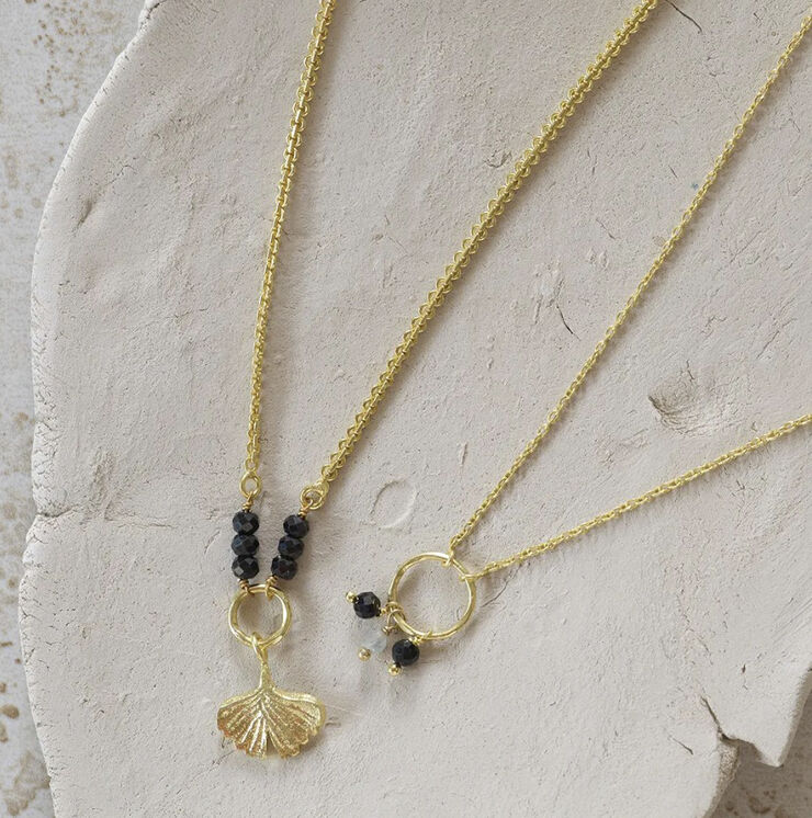 A Beautiful Story Sentiment Black Onyx Labradorite Necklace GP Gold