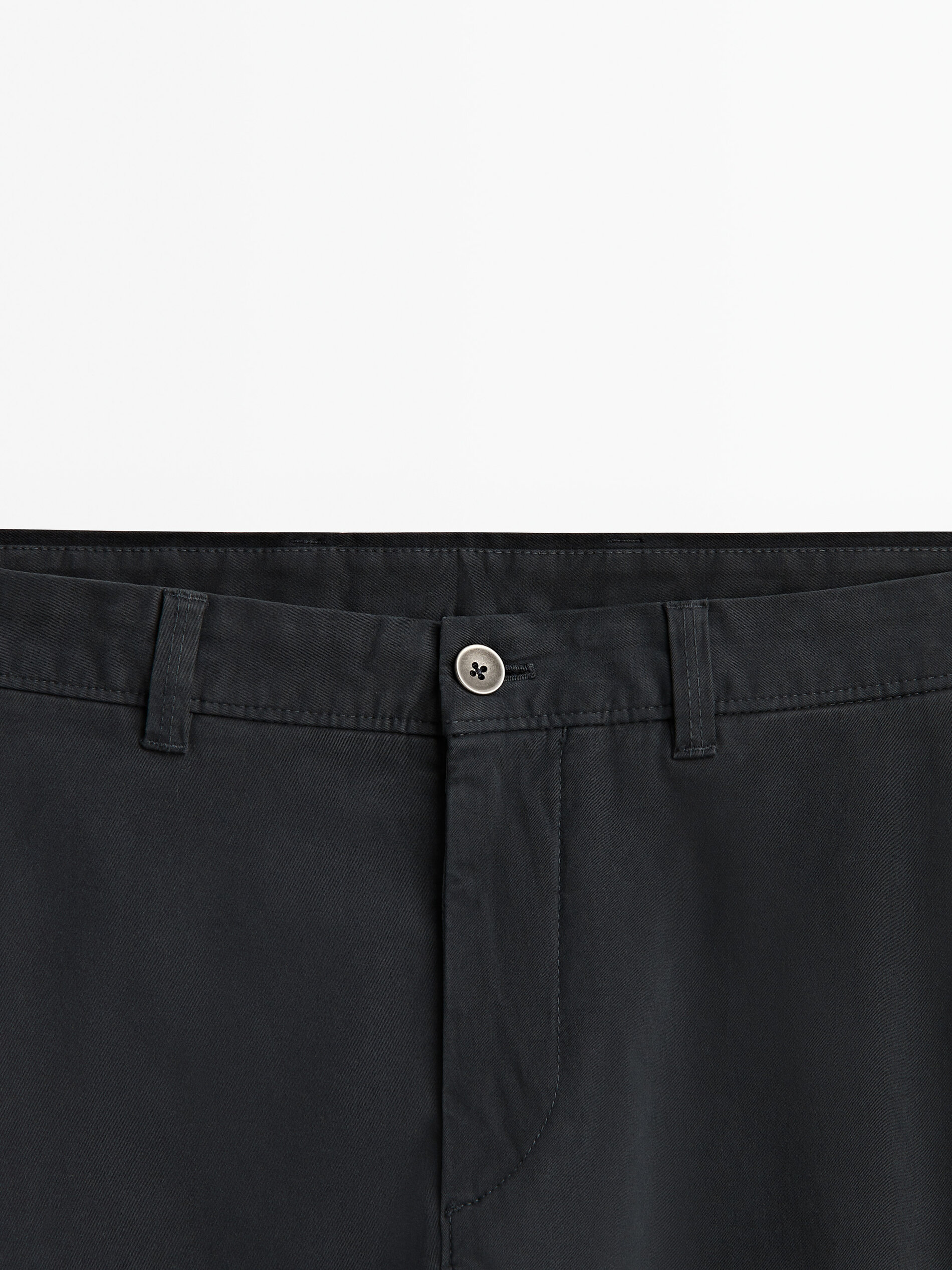 Calça chino em mistura de algodão, corte afunilado - AZUL MARINHO