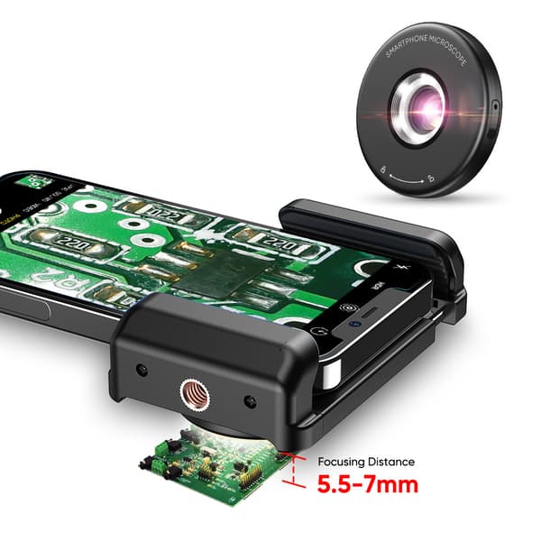 Telefonmikroskop med CPL-linse / LED-lys / klips