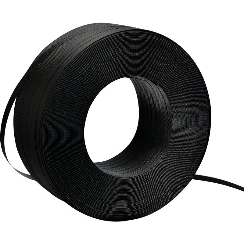 Bobine de cerclage feuillard polypropylène noir 12 mm x 1000 mètres en boîte distributrice