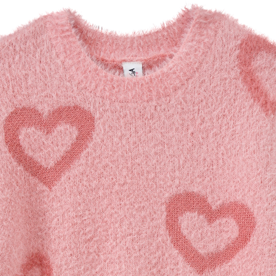 Yigga Mädchen Strickpullover mit Herz-Motiven rosa