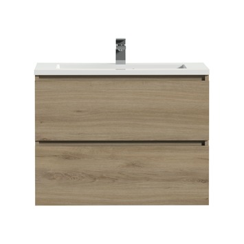 Tiger Karlo badkamermeubel 80 cm chalet eiken met wastafel hoogglans wit
