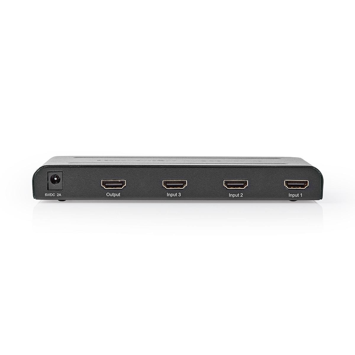 Nedis HDMI ™ Switch | 3-Port port(s) | 3x HDMI™ Inngang | 1x HDMI ™ -utgang | 4K@60Hz | 18 Gbps | Fjernstyrtkontrolert | Metall | Antrasitt