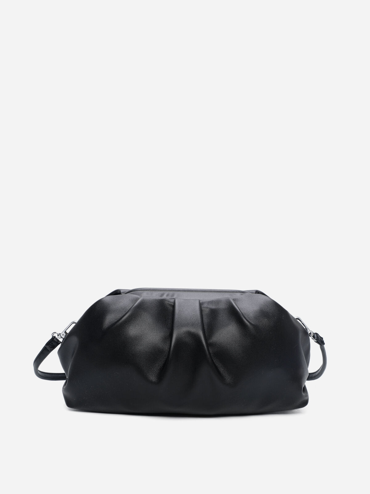 Sac à main en simili froncé- Noir
