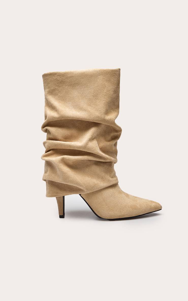 Gris Pierre Bottines À Revers Plissé En Synthétique