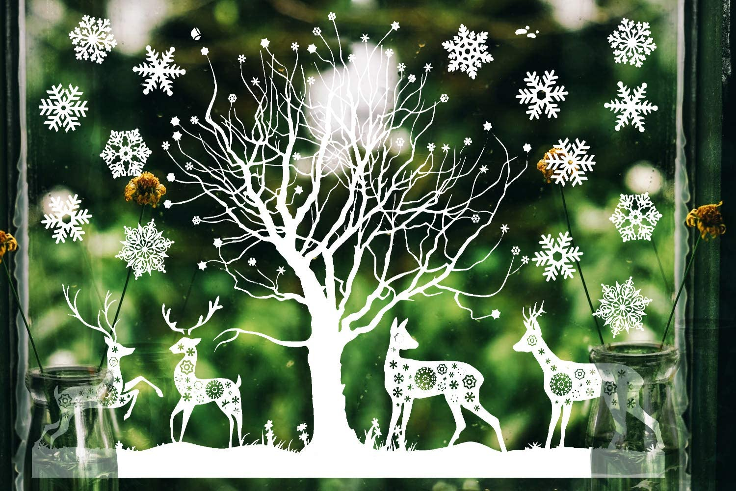 (2er Set) 50x35cm Fenster Aufkleber Fenstersticker Folie Weihnachtsdekoration - Merry Christmas