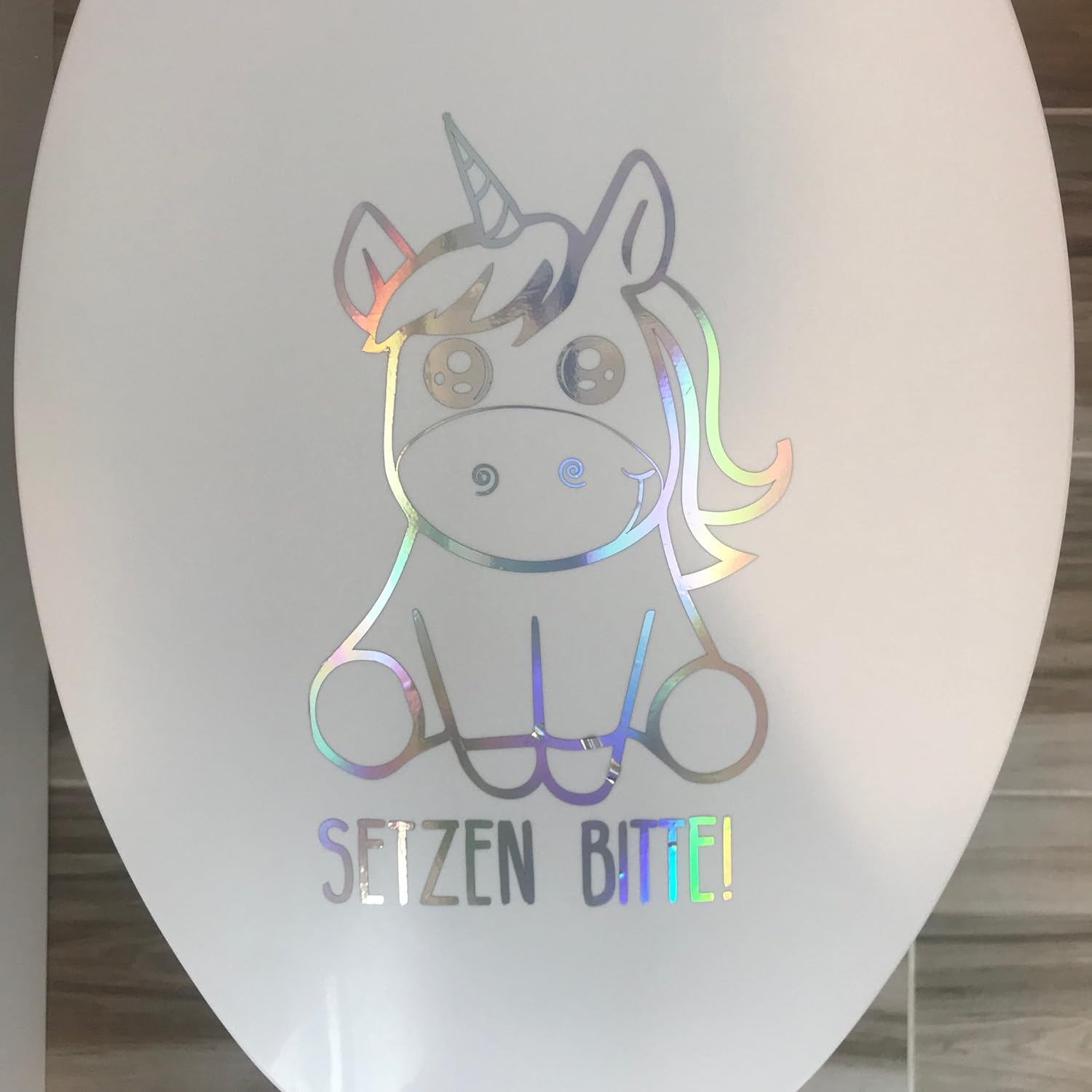 EinhornLiebe - WC-Deckel Aufkleber - SETZEN BITTE (25x8cm) Toilettendeckelaufkleber Deko