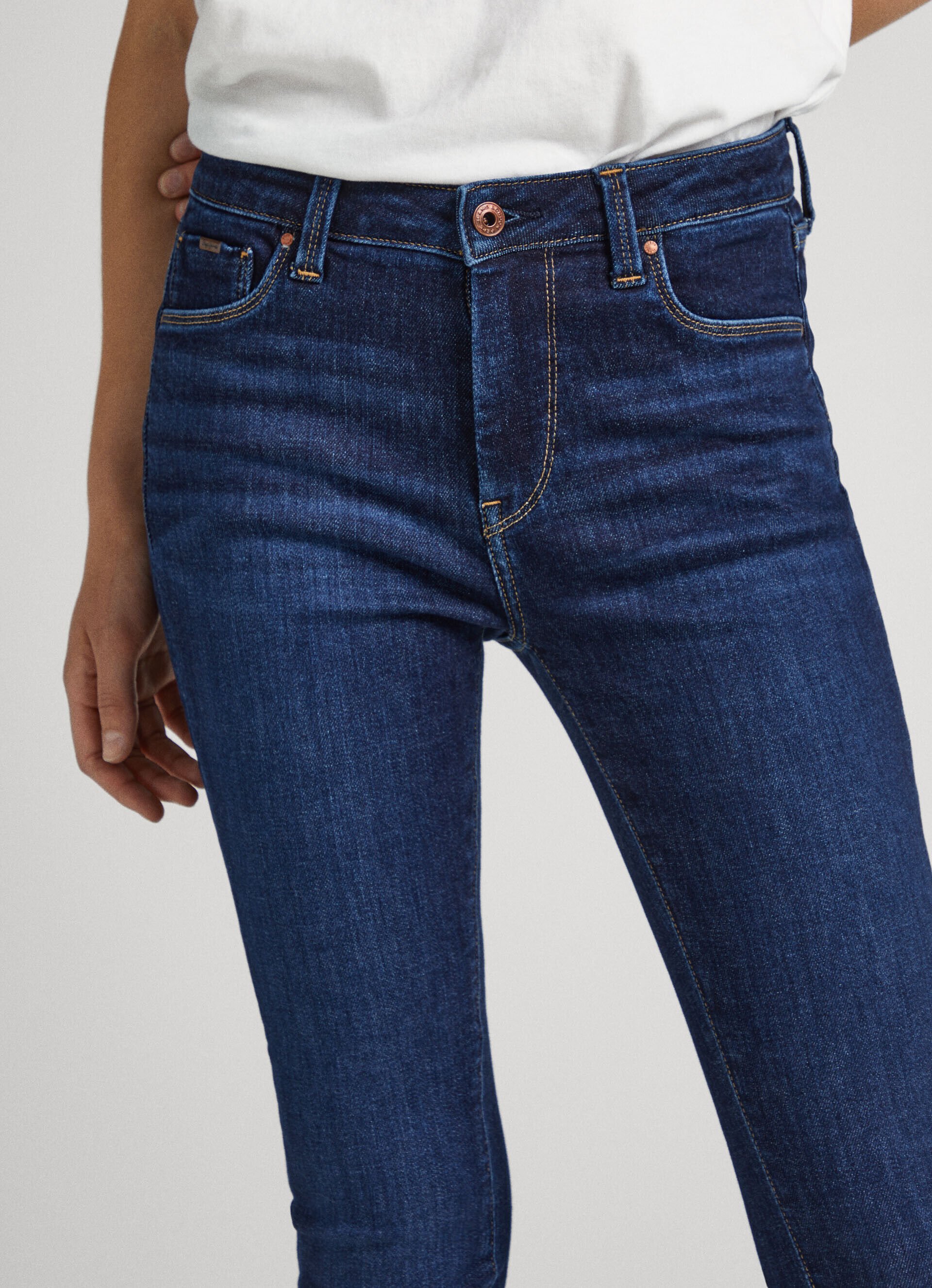 Calça jeans skinny de cintura alta estilo regent fit - jeans