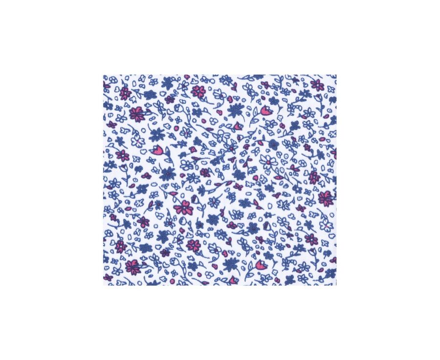 Chemise coton blanche imprimée fleurs bleues et roses - THÉOBERT