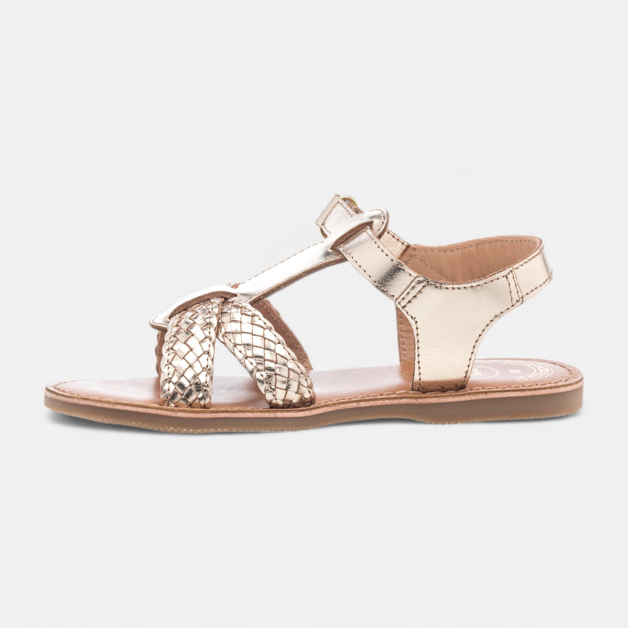 Nu-pieds Fille en cuir or