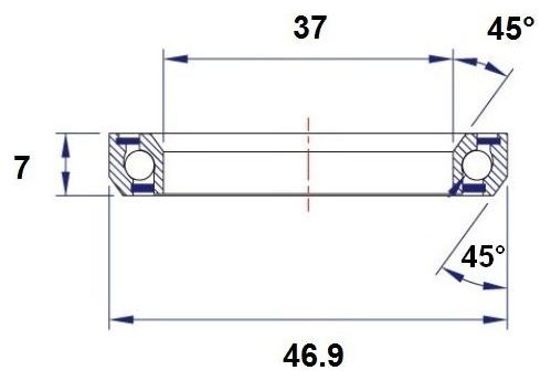 Roulement de Direction Black Bearing C7 37 x 46.9 x 7 mm 45/45°