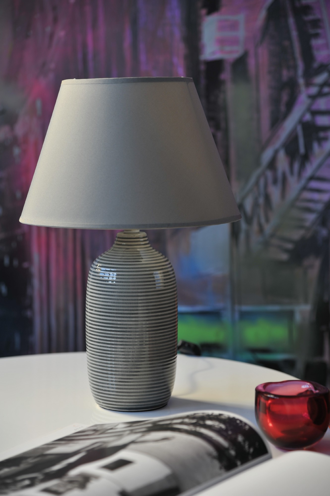 Tischlampe 'Bendrop', grau, Ø 25 cm, H 38 cm von fischer's lagerhaus