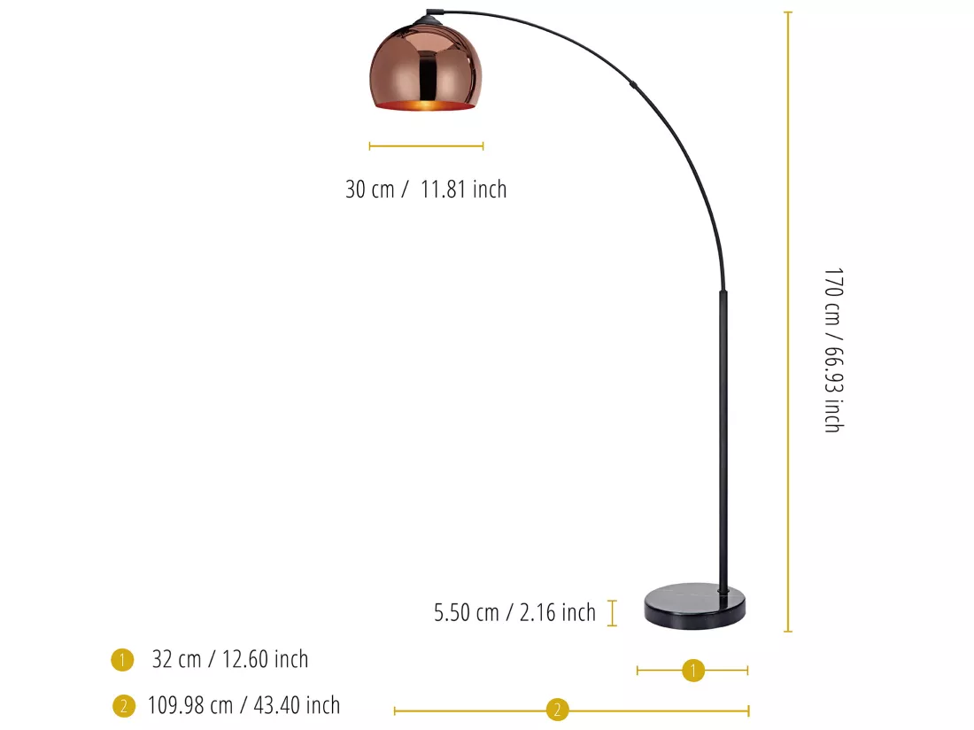 Lampadaire Arquer arc lampe de salon abat-jour rose doré pied marbre noir