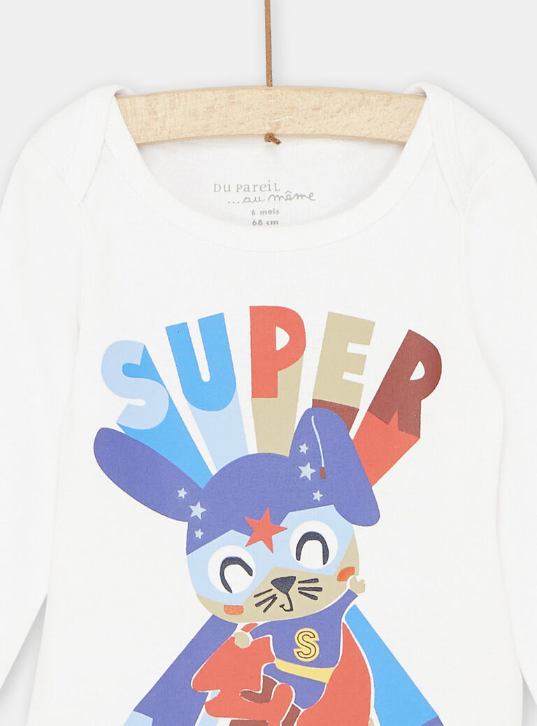 Body blanc à motif super-héros lapin bébé garçon