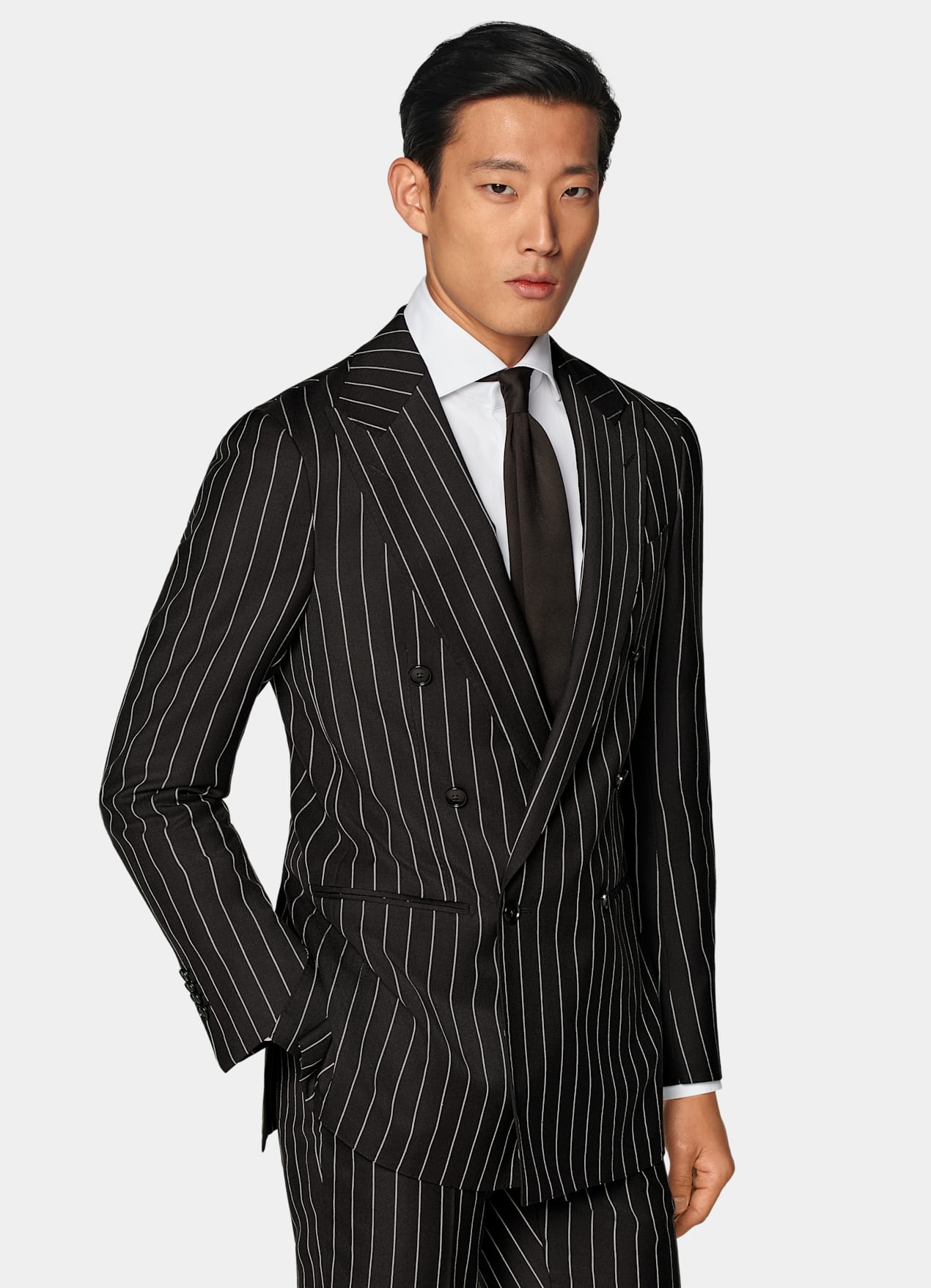 Costume Havana coupe Tailored marron foncé à rayures