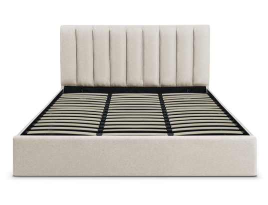 MENZZO - Lit coffre songe + sommier tissu beige 180cm