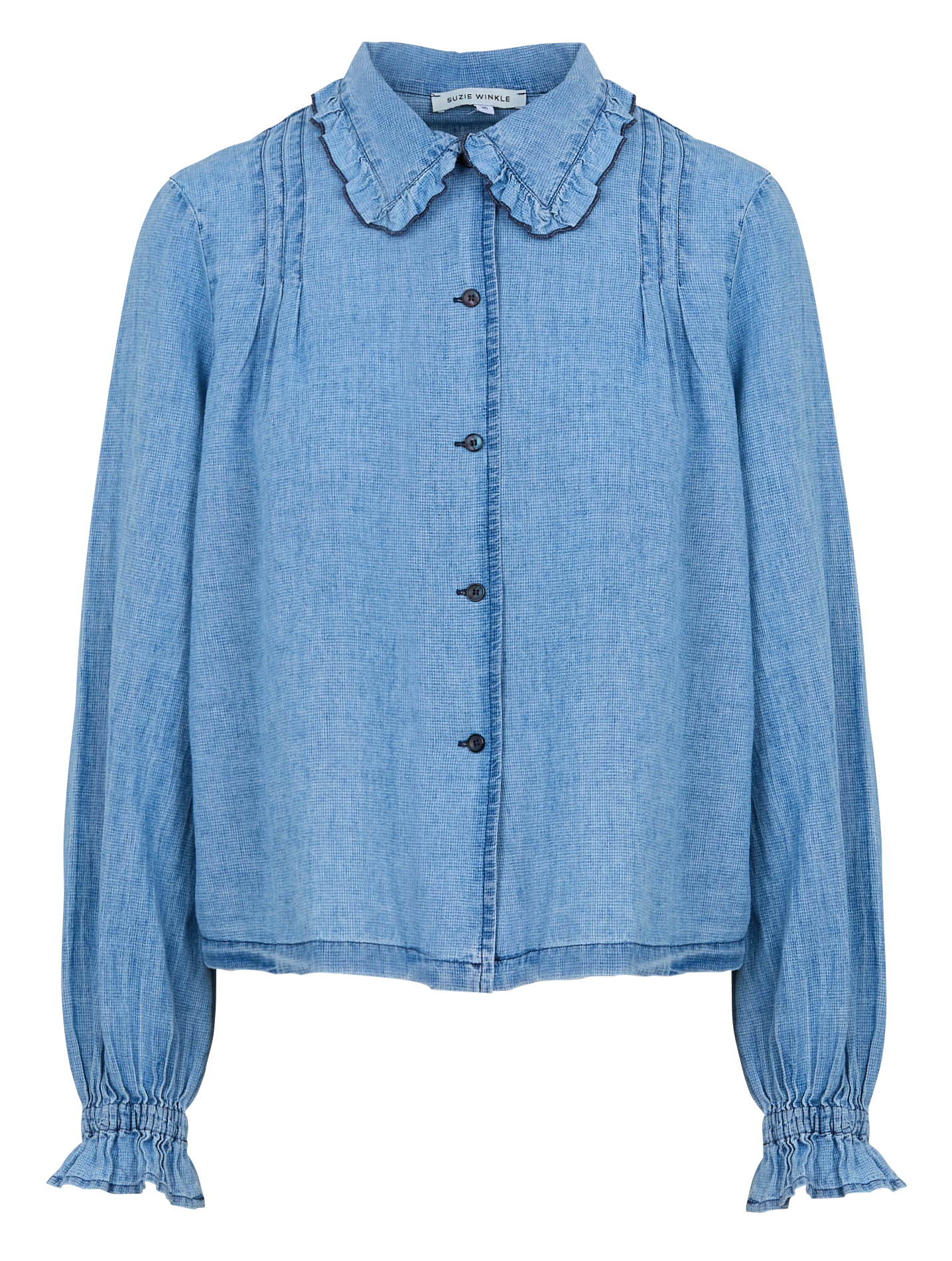 FERNANDA - Chemise col classique ample en lin et coton mélangé | Bleu