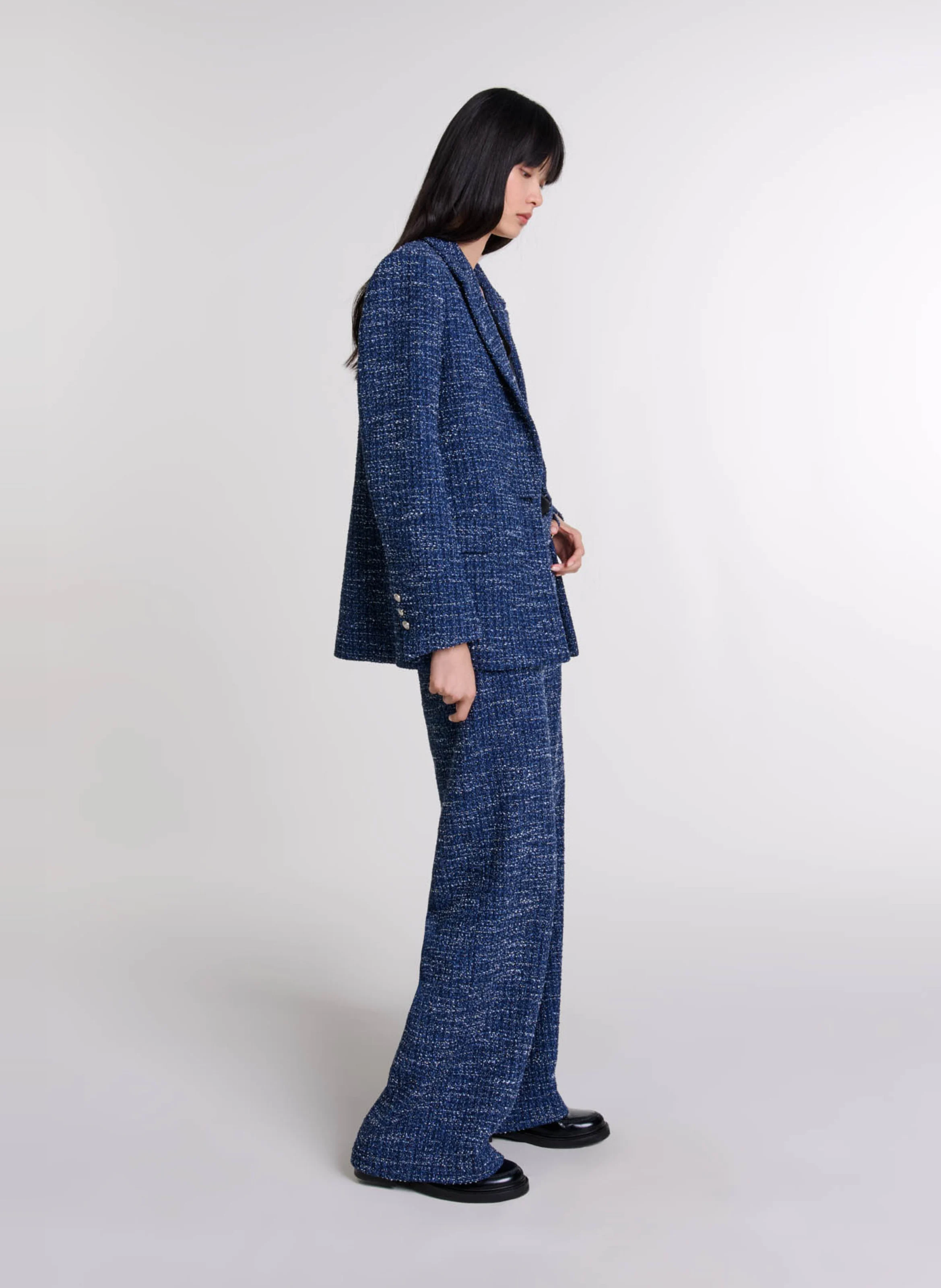 Robe deux-en-un effet tweed | Bleu