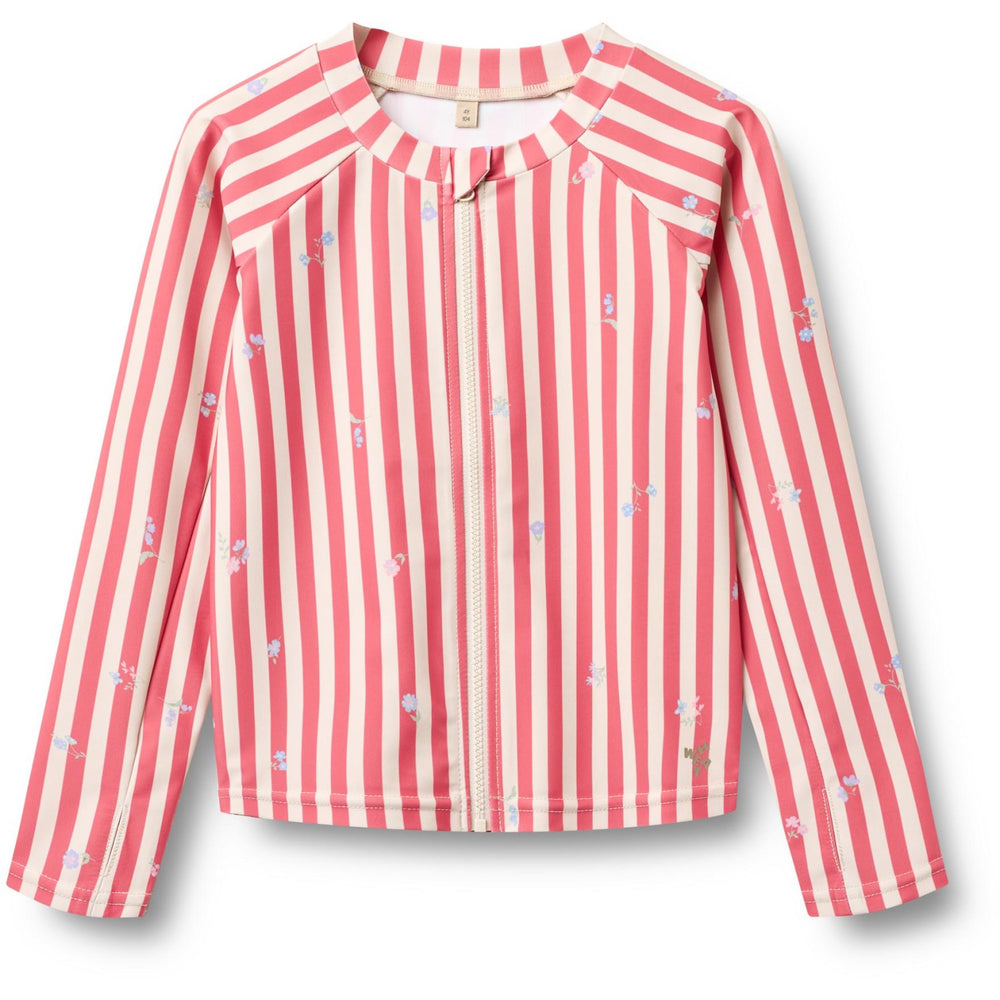 Køb Wheat Red Stripe Flowers Swim T-shirt L/S Zip Ada