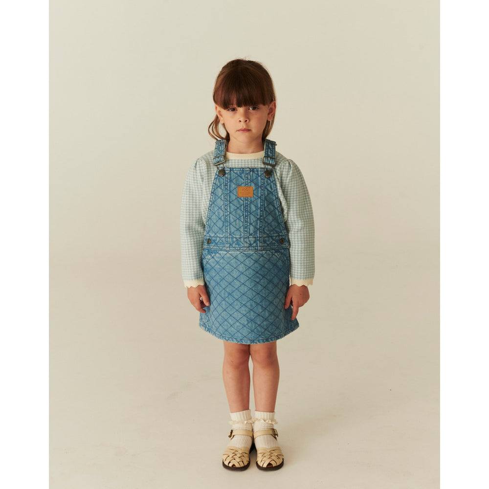 Køb COPENHAGEN COLORS Lt. Washed Blue Quilt Organic Quiltet Denim Spencer Kjole