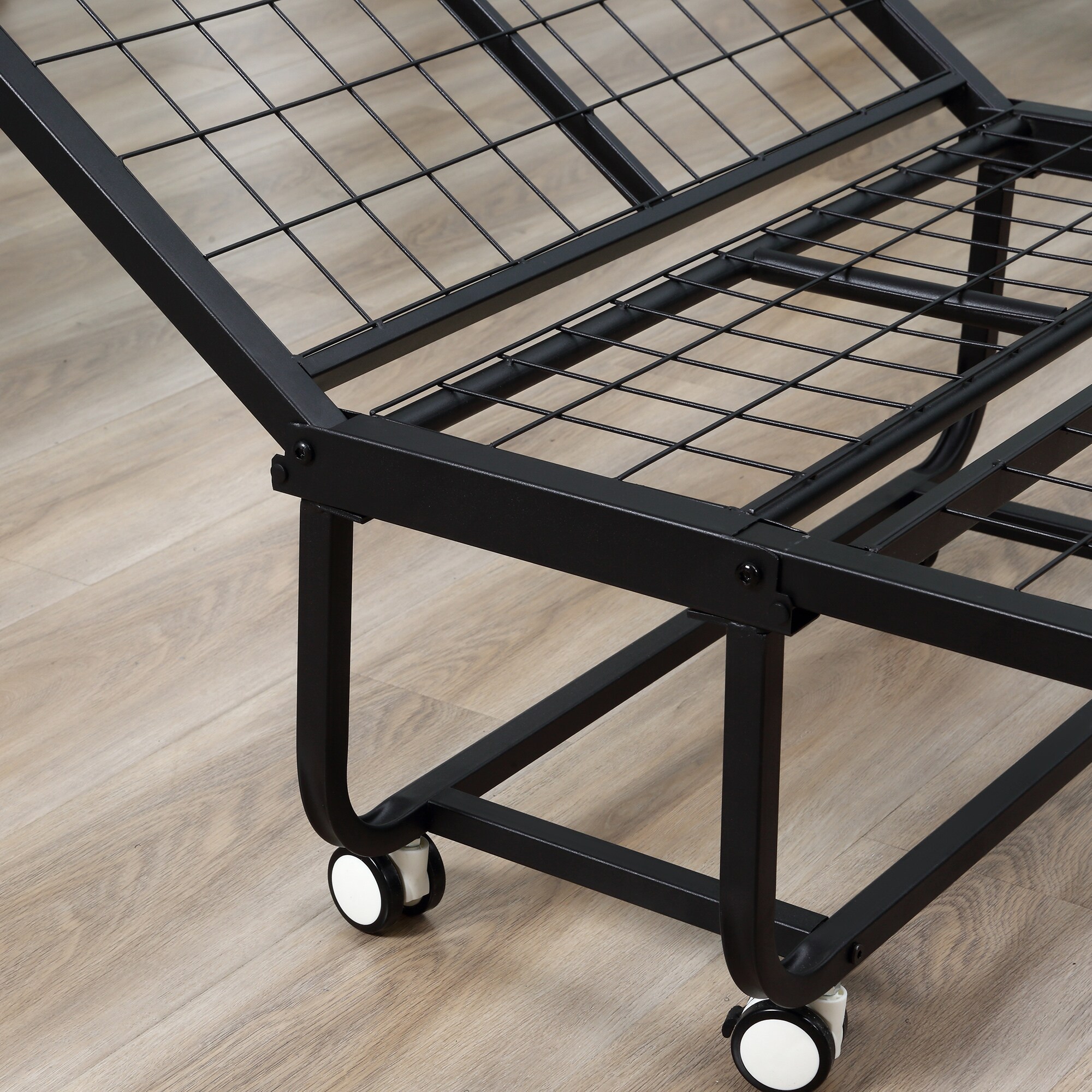 HOMCOM Klappbett mit Reißverschluss, 4 Universalrädern schwarz, weiß 200L x 75B x 42,5H cm