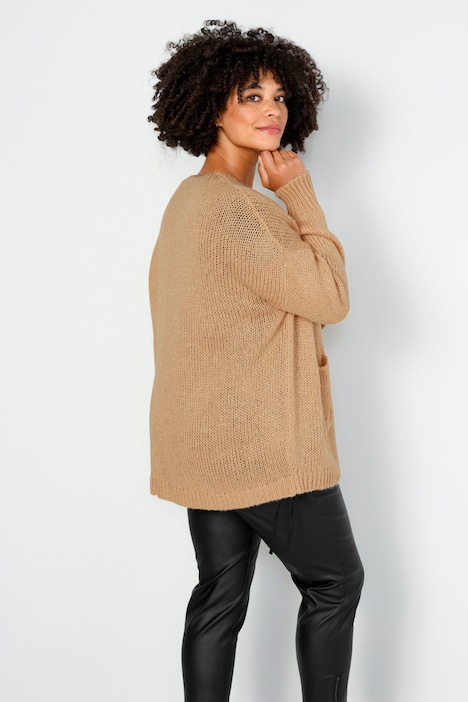 Strickjacke, oversized, offene Form, Langarm