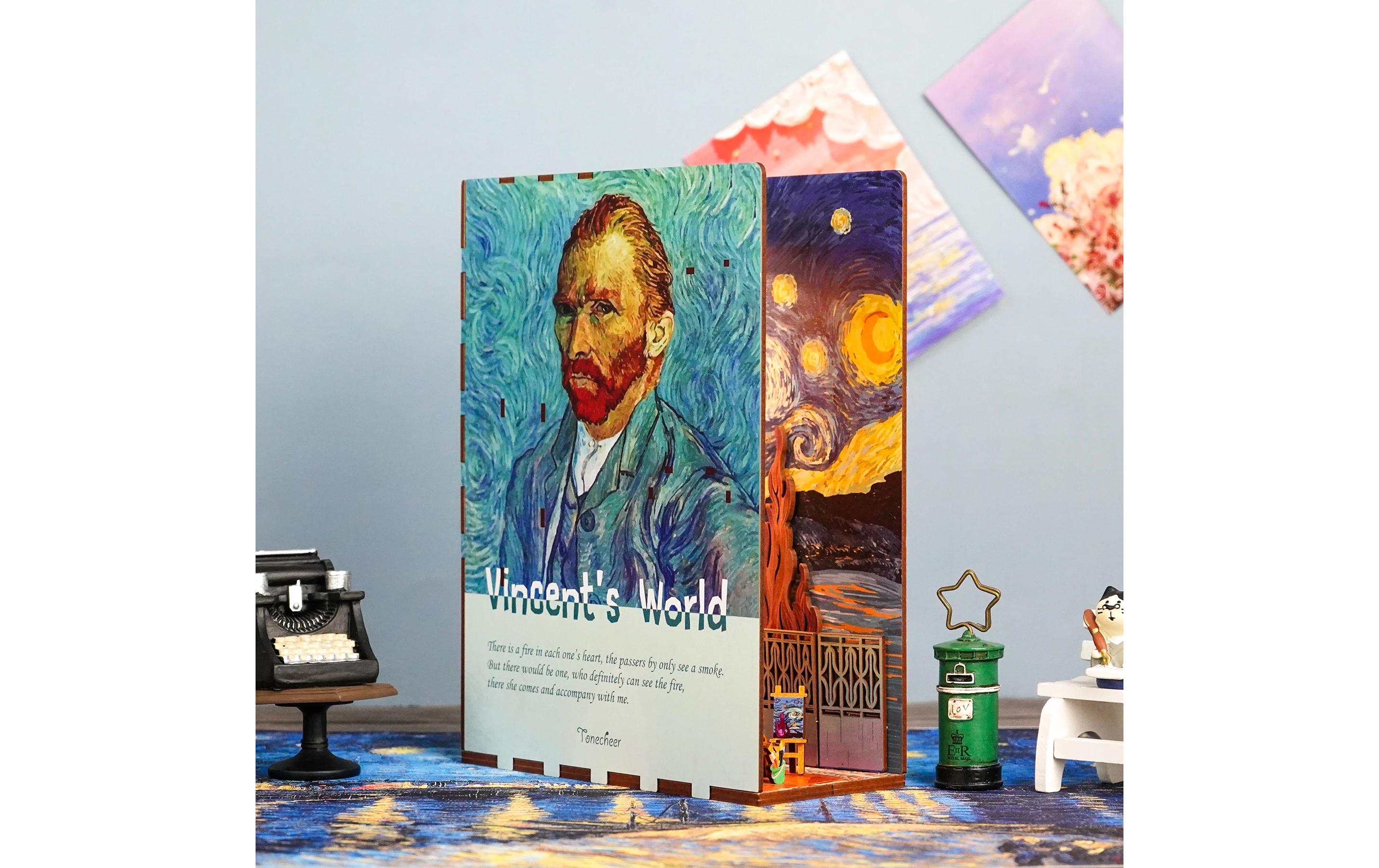 Bausatz Book Nook Vincent's World3D-Modell aus lasergeschnittenen Holzteilen