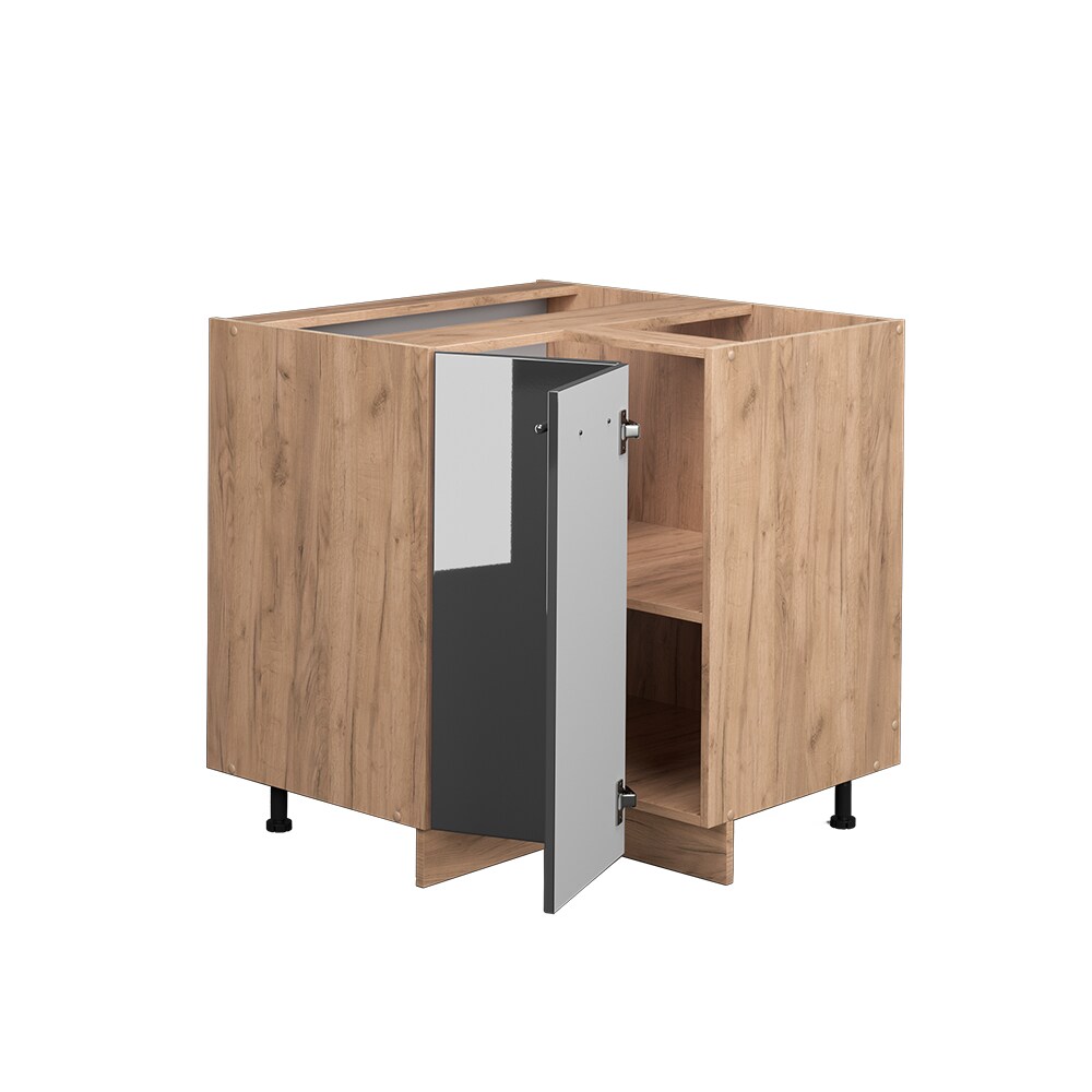 Vicco Eckunterschrank Küchenschrank Küchenmöbel Fame-Line Eiche Anthrazit modern 87 cm Küche Eckküche Einbauküche Doppel-Drehtür Einlegeboden Blende Küchenzeile Hochglanz