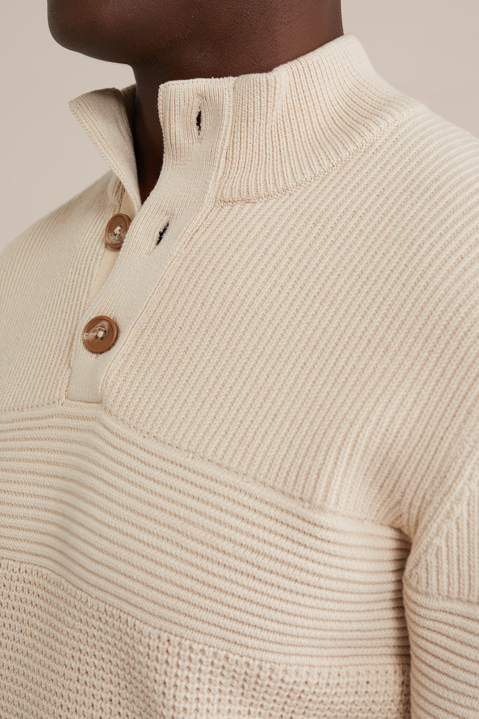 gebreide trui met structuur WE Fashion Gebroken wit
