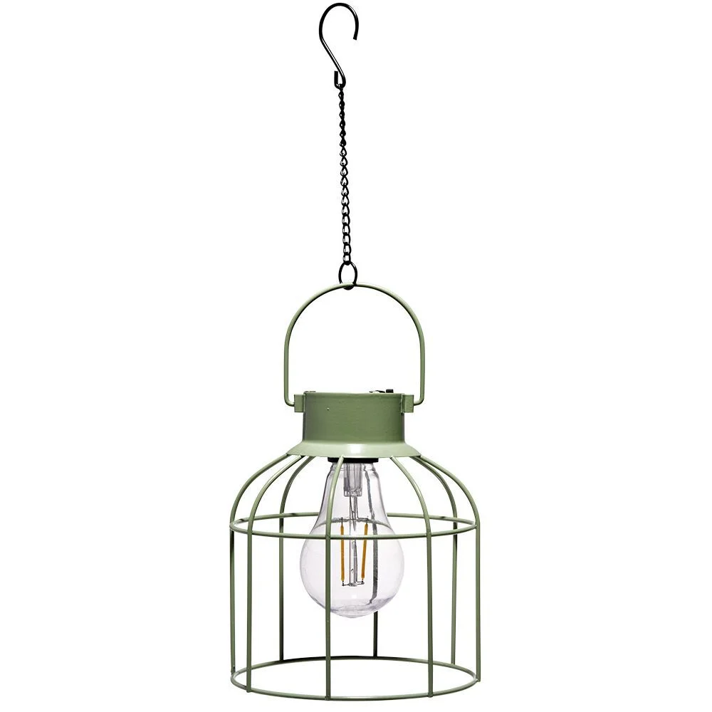Lanterne solaire métal vert Ø14xH16/38cm