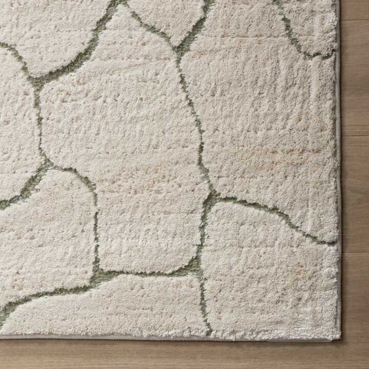 Scandinavisch vloerkleed - Yune Stone Creme/Groen