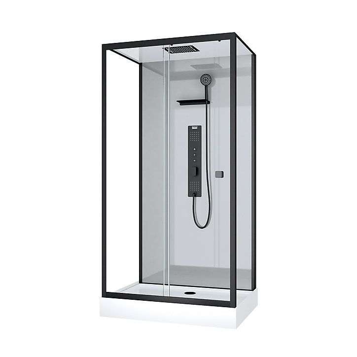 Cabine de douche rectangluaire gris et noir 80x100 cm Trendy Grey Galedo