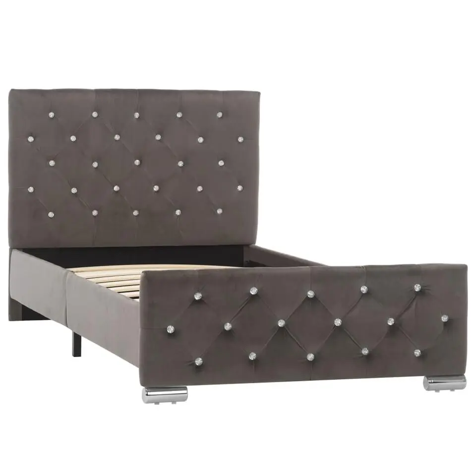 vidaXL - Bed frame met hoofdeinde - Grijs - Fluweel - 90x200 cm