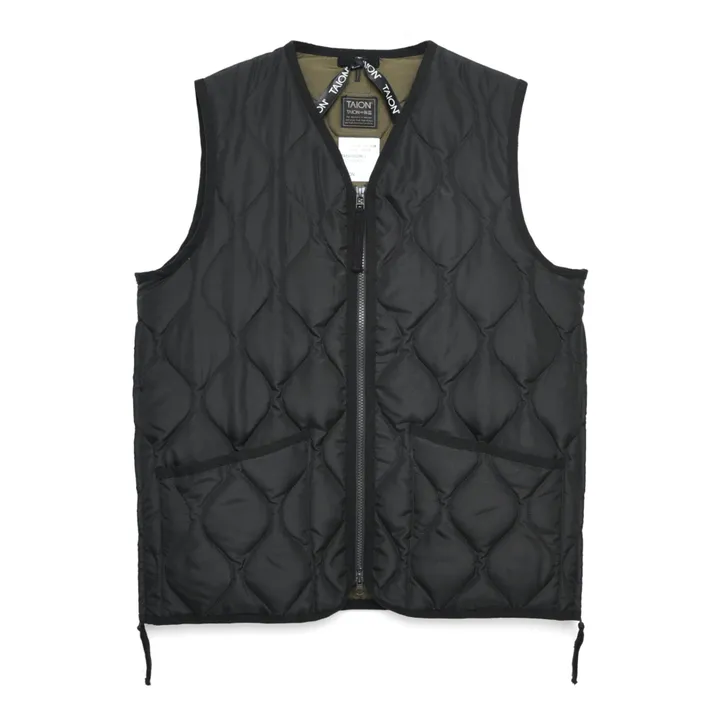 Taion Veste Zippée Sans Manches Military Unisexe | Noir
