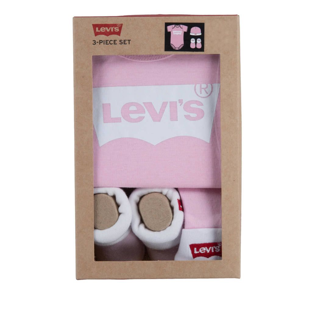 Levi's giftset Classic Batwing met romper roze/wit