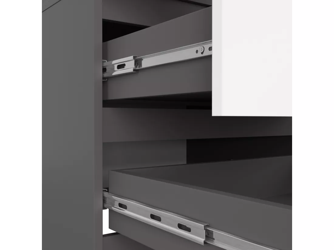 Armoire AKORD S60 Gris Graphite 60 cm 2 portes 2 tiroirs façade Blanche 1 étagère 60x51x180 cm