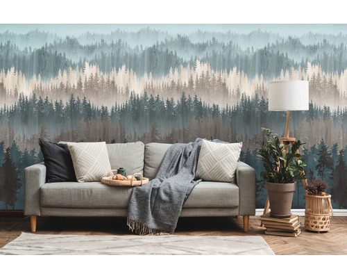 Vliesbehang 39181-1 The Wall II Watercolor Forest Petrol 3-delige set 159 x 280 cm