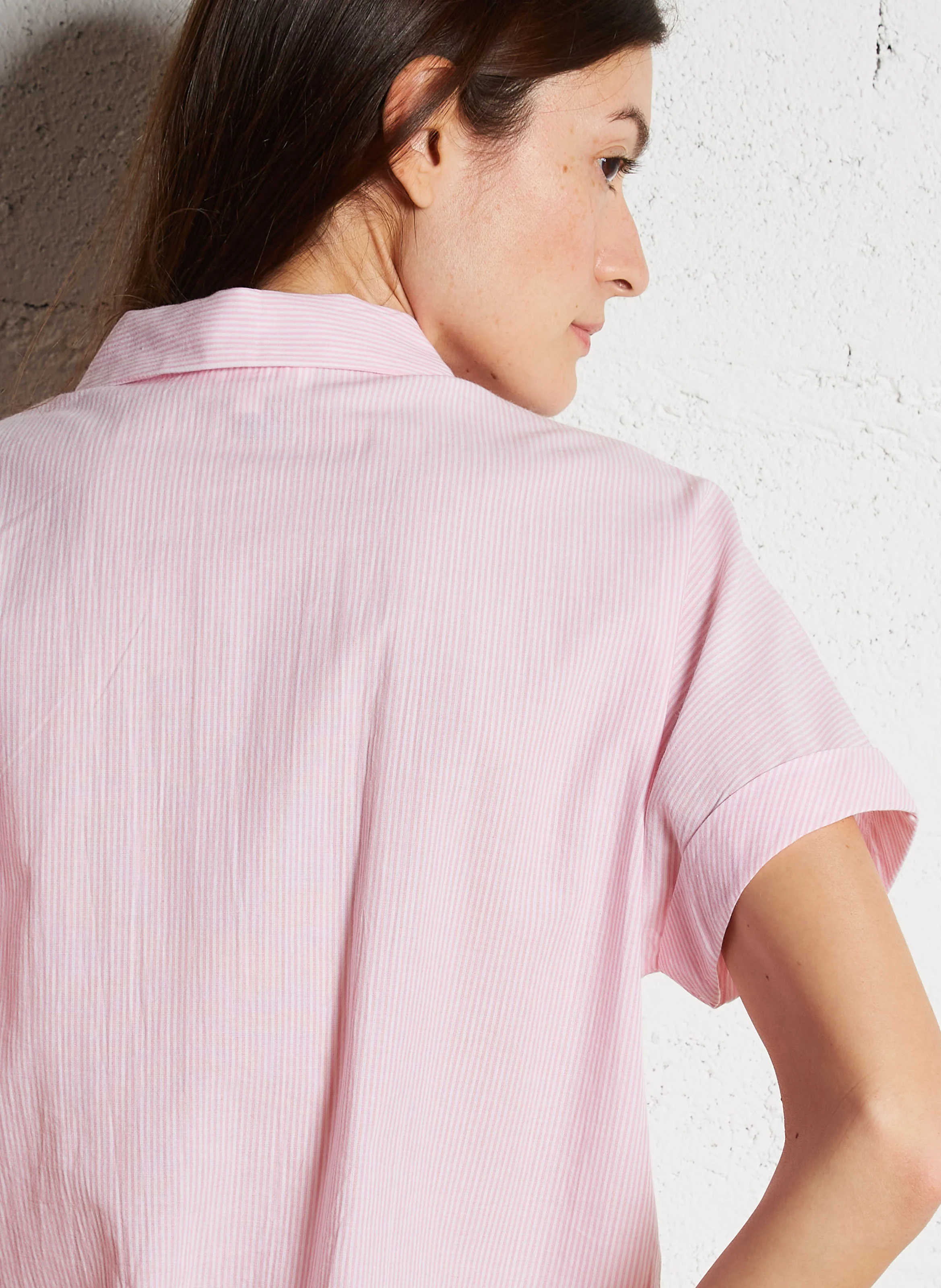 BRITNEY - Chemise col classiqueen coton | Rose