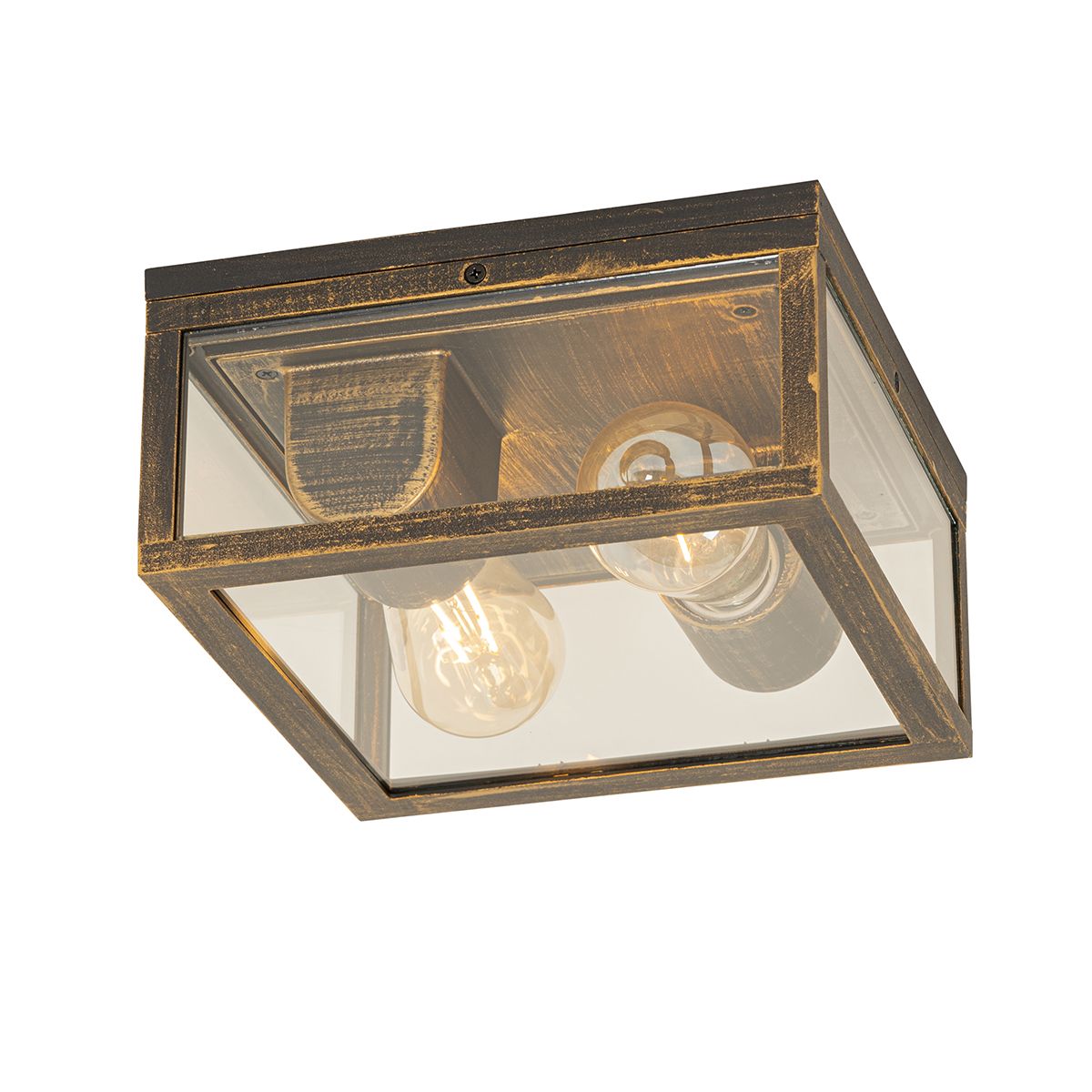 Vintage plafondlamp antiek goud IP44  2-lichts - Charlois